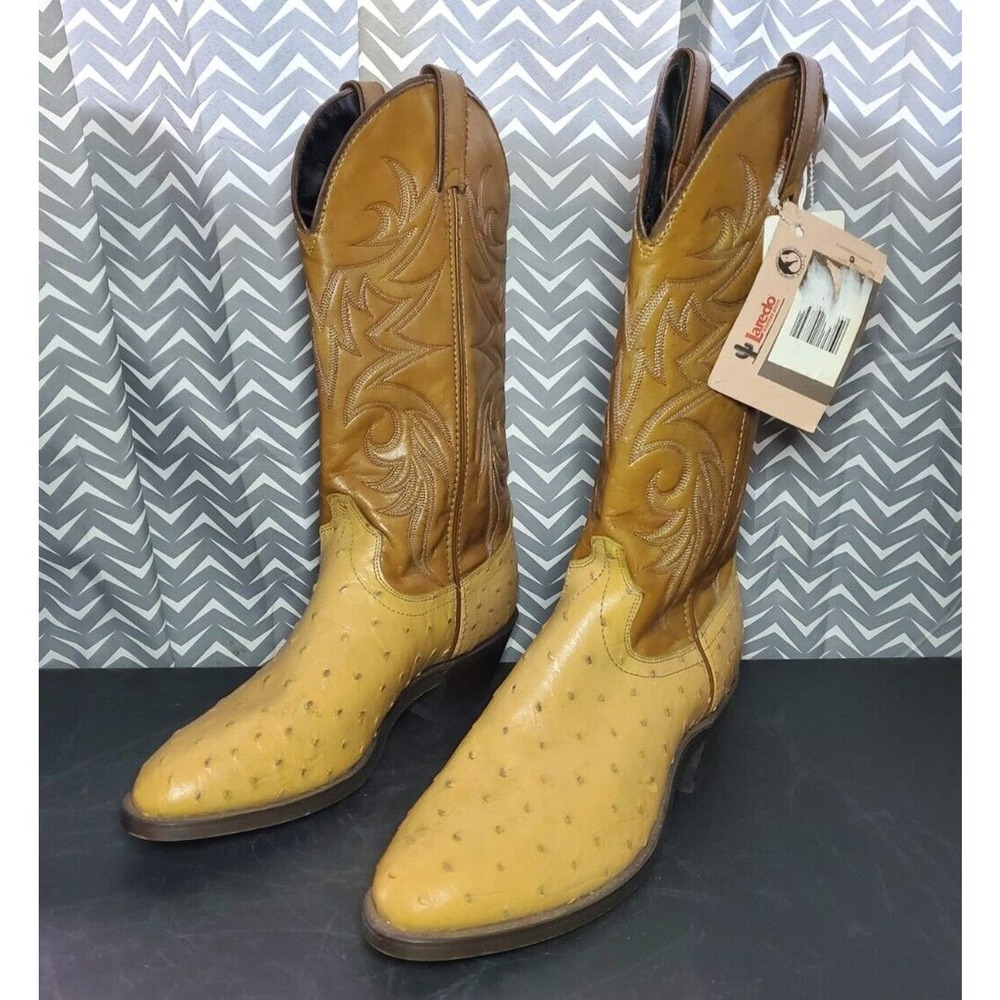 Laredo Western Cowboy Boots Mens size 8D vintage Style Light Tan